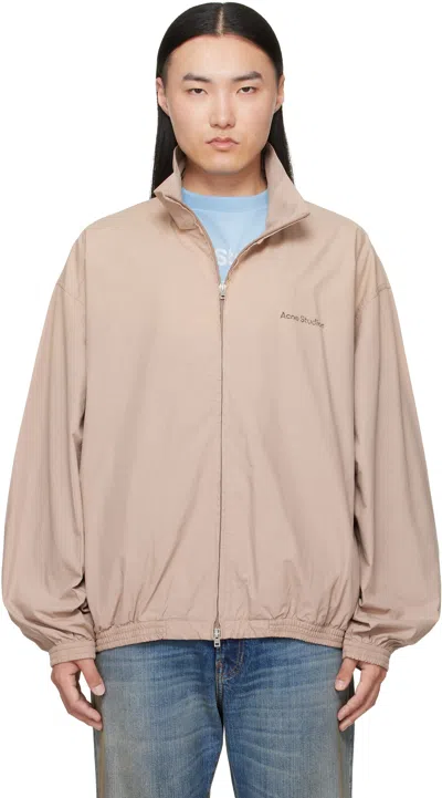 Acne Studios Beige Washed Logo Jacket In Black