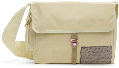 Acne Studios Beige Waxed Messenger Bag In Bul Cream Beige/beig