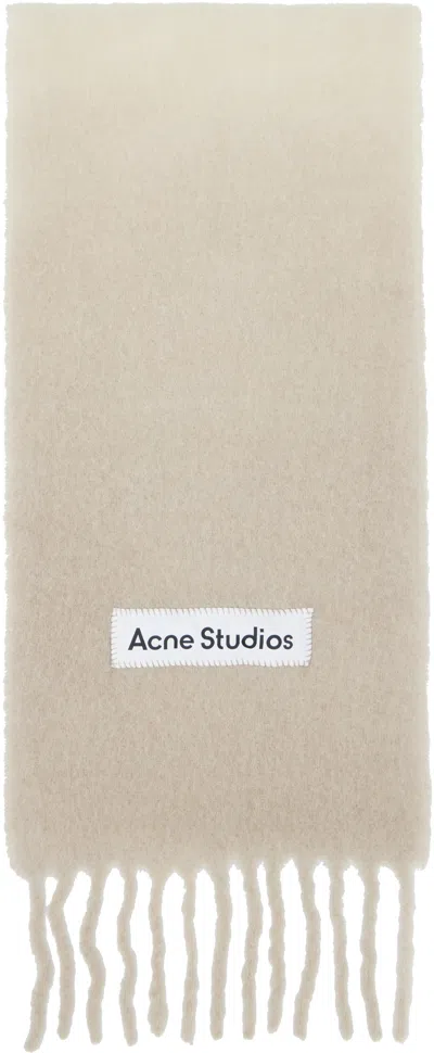Acne Studios Beige Wool Fringe Scarf In Neutral