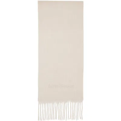 Acne Studios Beige Wool Logo Scarf In 633 Oatmeal Melange