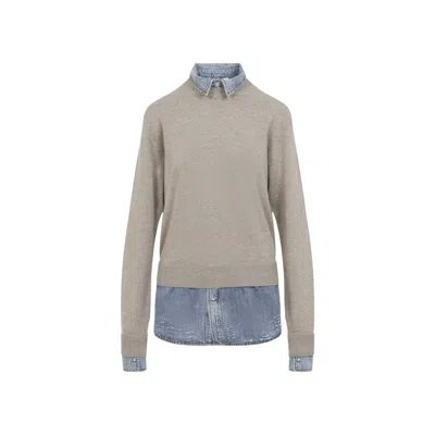 Acne Studios Beige Wool Sweater In Gray