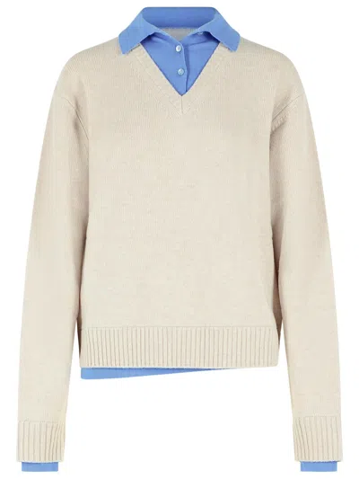 Acne Studios Beige Wool Sweater In White