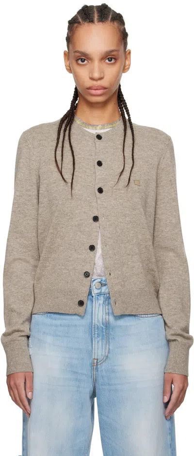 Acne Studios Beige Yak Wool Cardigan In Drn Greige Melange