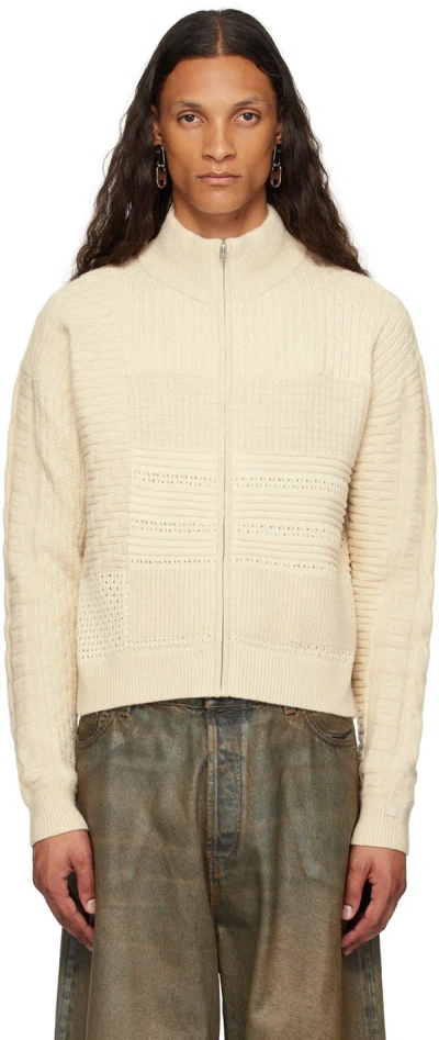 Acne Studios Beige Zip Sweater In 633 Oatmeal Melange