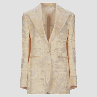 Pre-owned Acne Studios Beige/yellow Patterned Linen-blend Blazer S (eu 36)