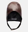 Acne Studios Belmer Embossed Leather Hat In Blue