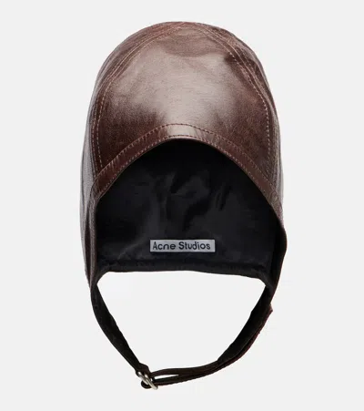 Acne Studios Belmer Embossed Leather Hat In Blue