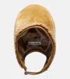 Acne Studios Belmer Leather-trimmed Shearling Hat In Brown