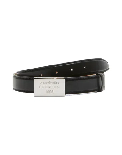 Acne Studios Engraved Logo Leather Belt In Black
