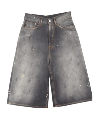 Acne Studios Belt-loop Denim Shorts In Gray