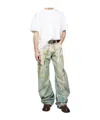 Acne Studios Distressed Printed Barrel-leg Jeans In Blue