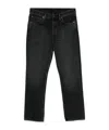 Acne Studios Distressed Organic High-rise Wide-leg Jeans In Black
