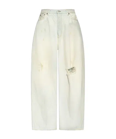 Acne Studios Distressed Wide-leg Jeans In Light Blue+white