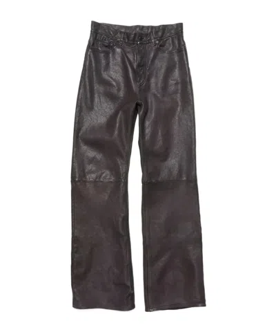 Acne Studios Belt Loop Leather Pants In Brown