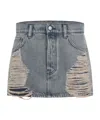 Acne Studios Ripped Denim Mini Skirt In Gray