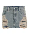 Acne Studios Ripped Denim Mini Skirt In Gray