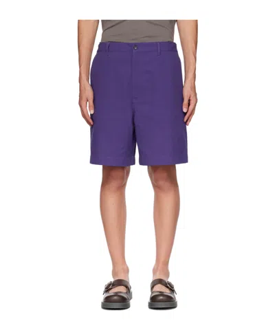Acne Studios Belt Ring Shorts In Blue