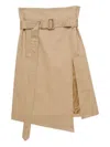 Acne Studios High-waisted Beige Twill Midi Skirt In Brown