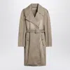 Acne Studios Belted Coat In Beige Cotton Twill