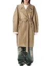 Acne Studios Ostrid Cotton Twill Trench Coat In Mushroom Beige