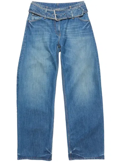 Acne Studios Belted Denim Trousers In Blue