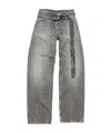 Acne Studios Womens Washed Black Belted Wide-leg Denim Jeans In Gray