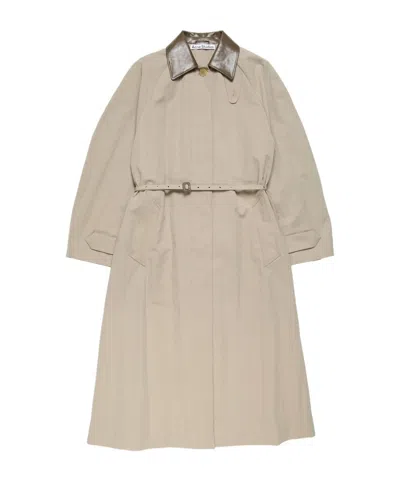 ACNE STUDIOS BELTED LEATHER-COLLAR COAT