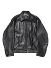 Acne Studios Belted Leather Jacket In Black