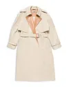 Acne Studios Belted Leather Lapel Trench Coat In Neutral