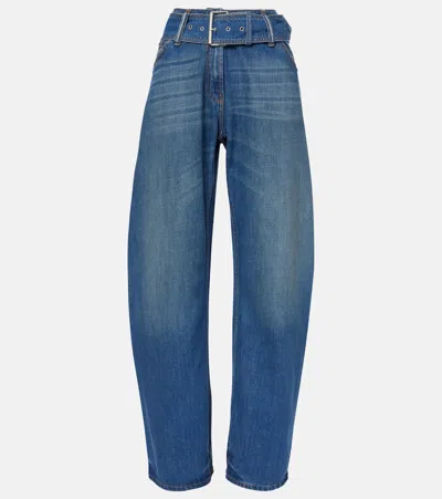 Acne Studios Belted Low-rise Wide-leg Jeans In Blau