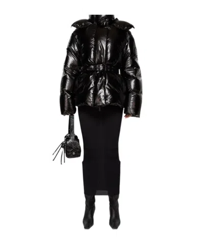 Acne Studios Belted Puffer Jacket In Black
