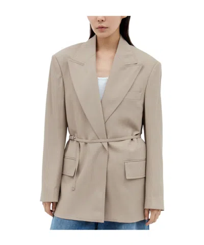 Acne Studios Belted Suit Coat In Nude