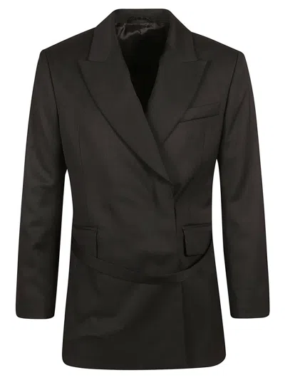 Acne Studios Belted Suit Jacket In Brown