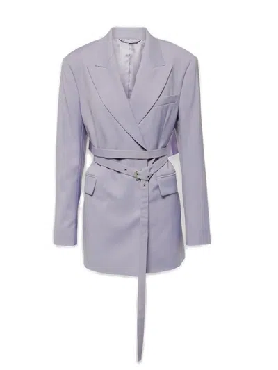 Acne Studios Belted Suit Jacket In Purple