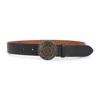 Acne Studios Embossed Black Calf Leather Belt With Aged Gold-tone Buckle