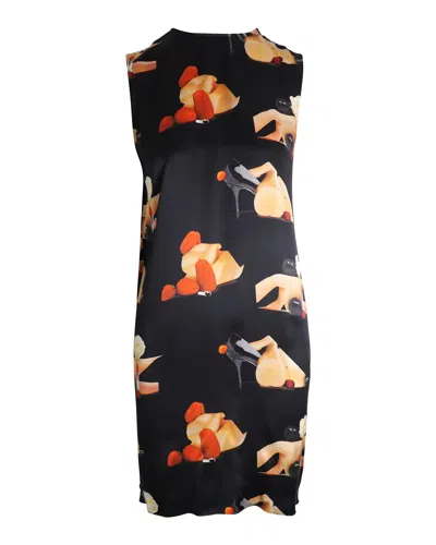 Pre-owned Acne Studios Belvidere Printed Sleeveless Dress In Black Silk In Multi