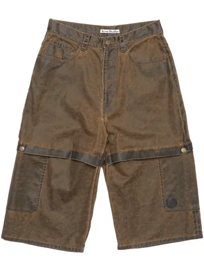 Acne Studios Shorts Coated Cotton In Brown