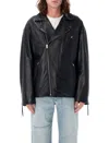 Acne Studios Black Waxy Nappa Leather Biker Jacket In Black