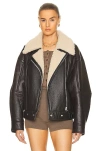 Acne Studios Biker Jacket In Dark Brown & Beige