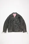 Acne Studios Black Waxy Nappa Leather Biker Jacket In Black