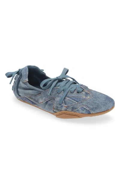 Acne Studios Bilaria Paneled Logo-print Denim Ballet Flats In Blue