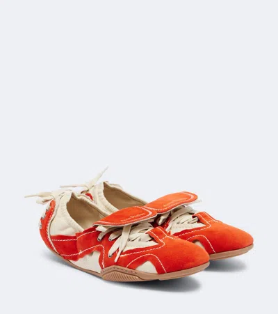Acne Studios Bilaria Leather And Suede Sneakers In Orange