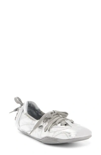 Acne Studios Bilaria Metallic Leather Low Top Sneaker In Silver/grey