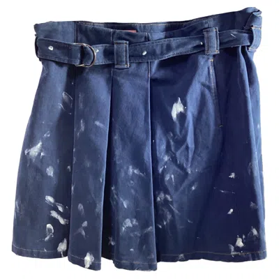 Acne Studios Blå Konst Denim Painted Skirt In Blue Cotton