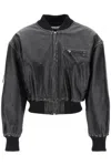 ACNE STUDIOS ACNE STUDIOS AGED LEATHER BOMBER JACKET WITH DISTRESSED TREATMENT