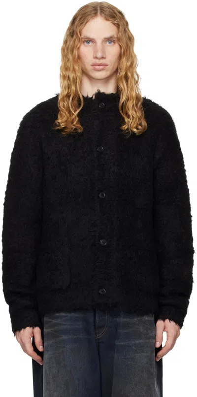 Acne Studios Long-sleeved Sweater Coat In Black