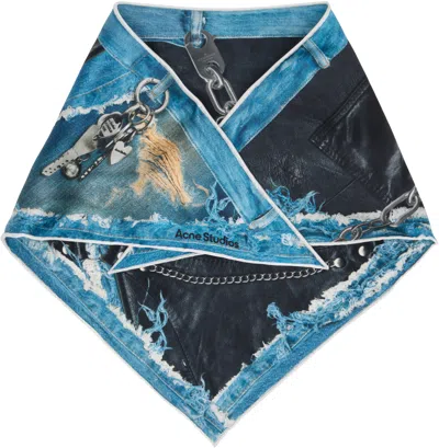 Acne Studios Printed Silk Scarf In Black