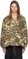 Acne Studios Black & Gold Hooded Logo Jacket In Bw8 Black/gold