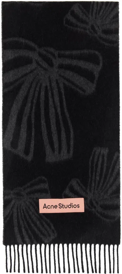 ACNE STUDIOS BLACK & GRAY CASHMERE JACQUARD SCARF