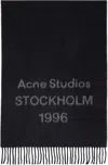 Acne Studios 1996 Logo Jacquard Double Face Wool Fringe Scarf In Black